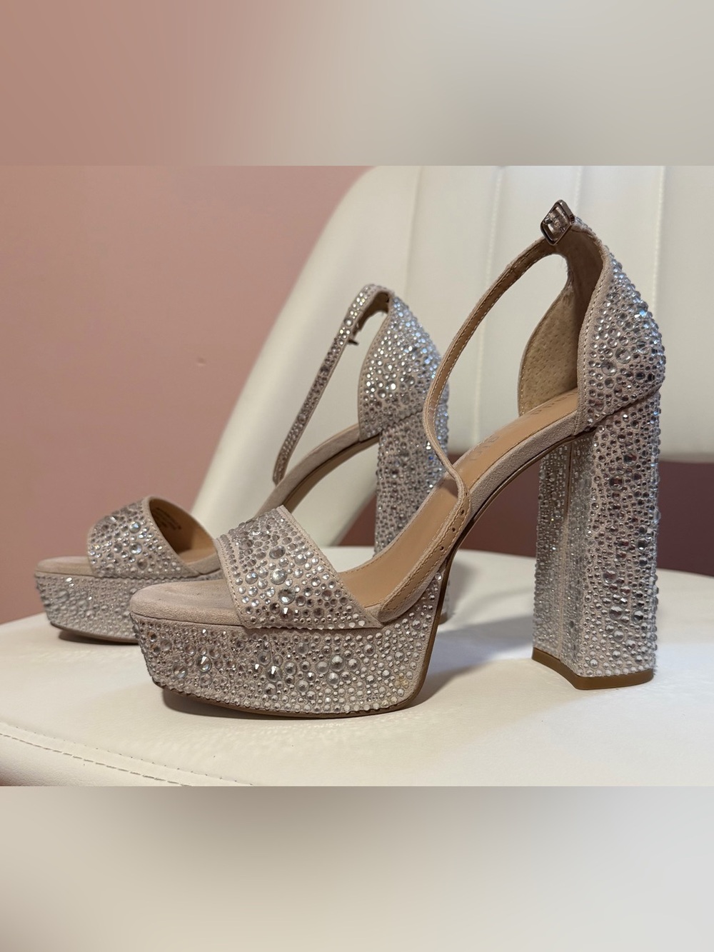 Madden Girl Omega Crystal Rhinestone Platform Heels with Ankle Strap